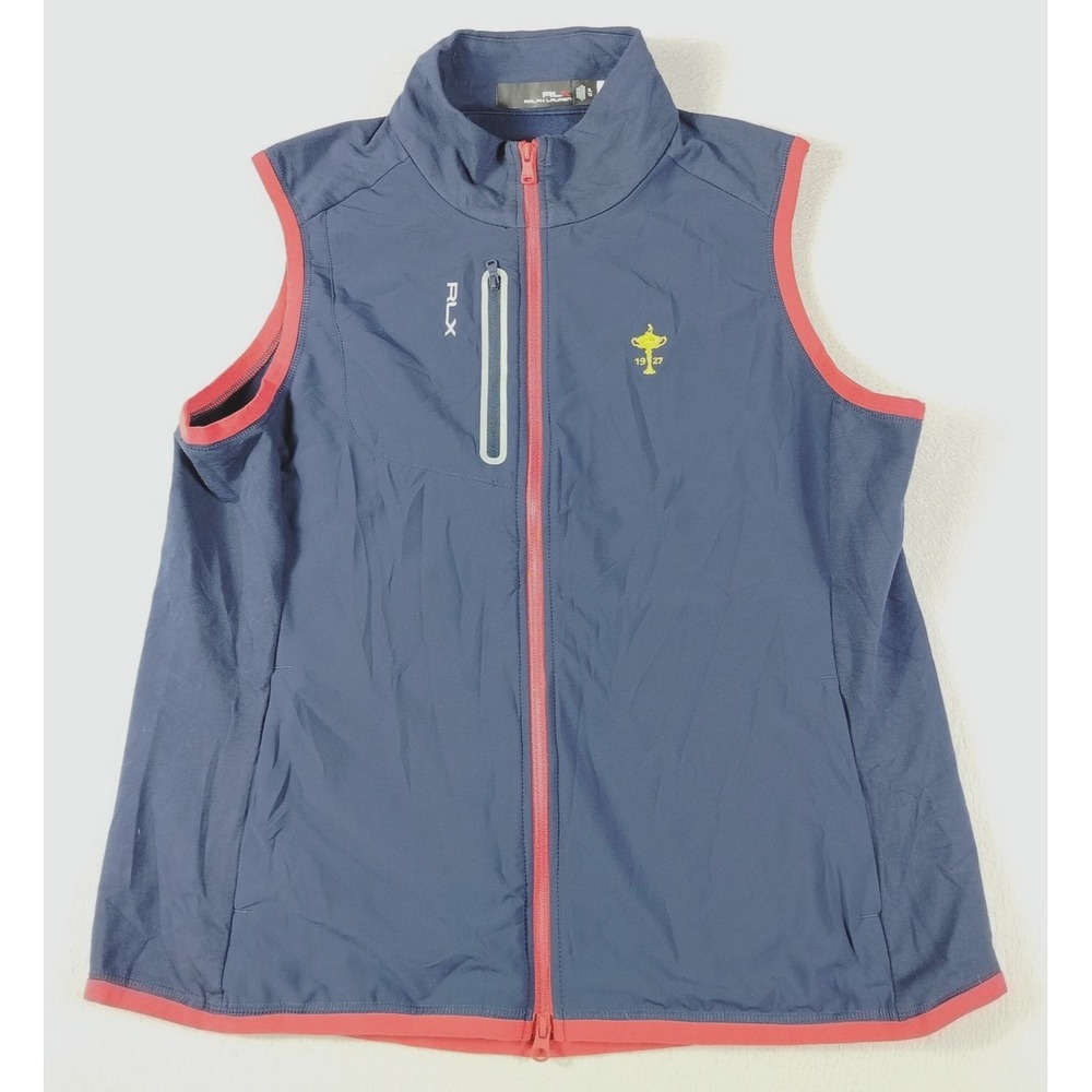 RLX Ralph Lauren Jacket Womens XL Blue Terry Sleeveless‎ Full Zip Golf Vest